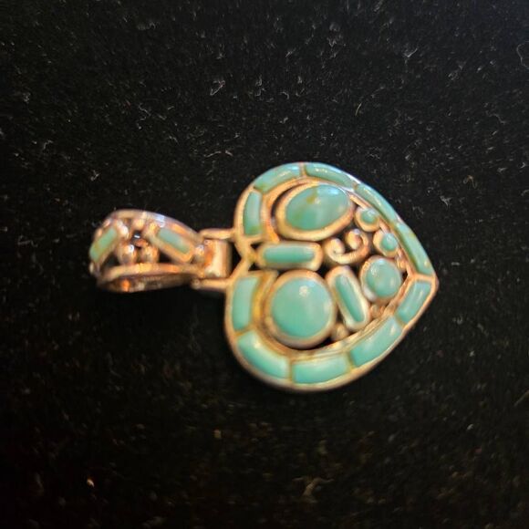 Turquoise Heart Sterling Silver 925 Pendant - Picture 6 of 6